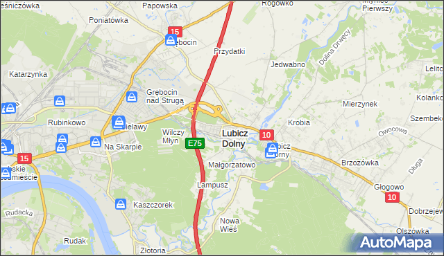 mapa Lubicz Dolny, Lubicz Dolny na mapie Targeo