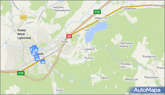 mapa Lubowidz gmina Nowa Wieś Lęborska, Lubowidz gmina Nowa Wieś Lęborska na mapie Targeo