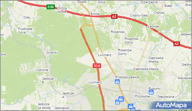 mapa Lućmierz-Las, Lućmierz-Las na mapie Targeo