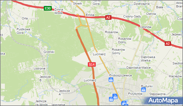 mapa Lućmierz-Ośrodek, Lućmierz-Ośrodek na mapie Targeo