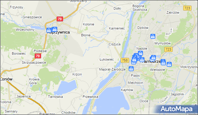 mapa Łukowiec gmina Koprzywnica, Łukowiec gmina Koprzywnica na mapie Targeo