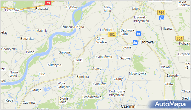 mapa Łysakówek, Łysakówek na mapie Targeo