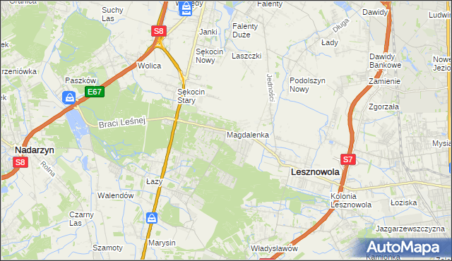 mapa Magdalenka gmina Lesznowola, Magdalenka gmina Lesznowola na mapie Targeo