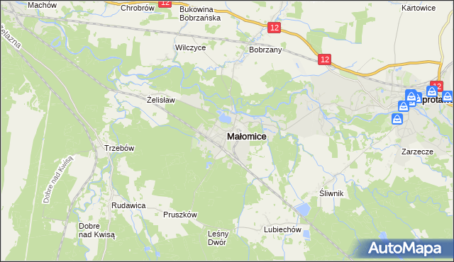 mapa Małomice, Małomice na mapie Targeo