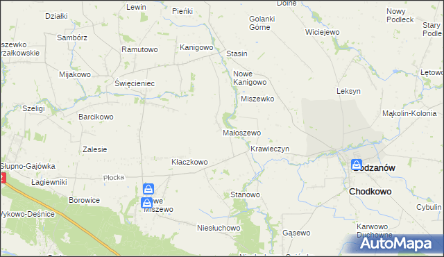 mapa Małoszewo gmina Bodzanów, Małoszewo gmina Bodzanów na mapie Targeo