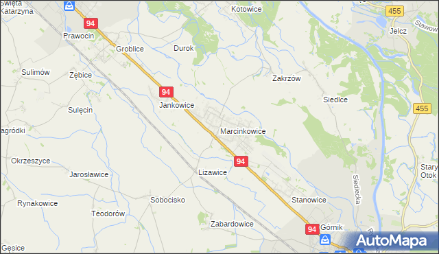 mapa Marcinkowice gmina Oława, Marcinkowice gmina Oława na mapie Targeo