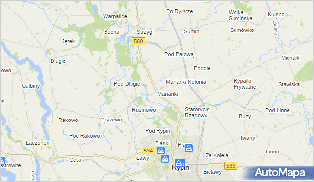 mapa Marianki gmina Rypin, Marianki gmina Rypin na mapie Targeo