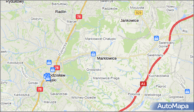 mapa Marklowice, Marklowice na mapie Targeo