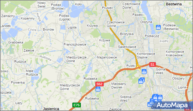 mapa Mazańcowice, Mazańcowice na mapie Targeo