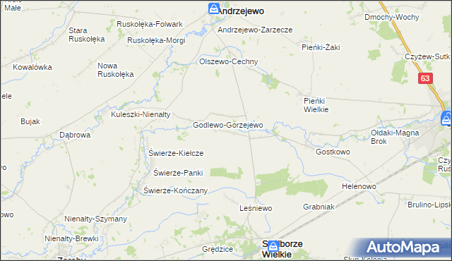 mapa Mianowo gmina Andrzejewo, Mianowo gmina Andrzejewo na mapie Targeo