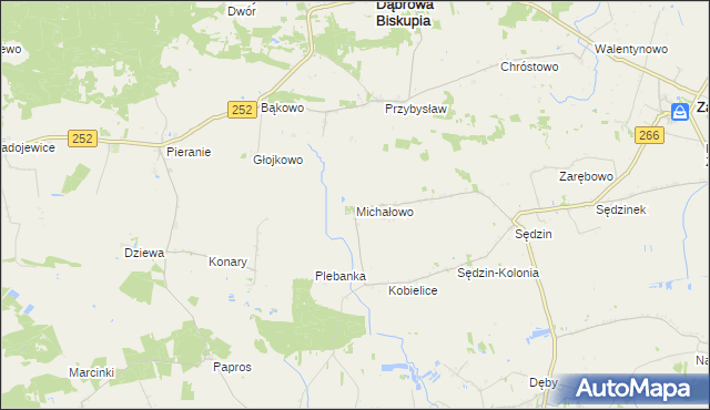 mapa Michałowo gmina Zakrzewo, Michałowo gmina Zakrzewo na mapie Targeo