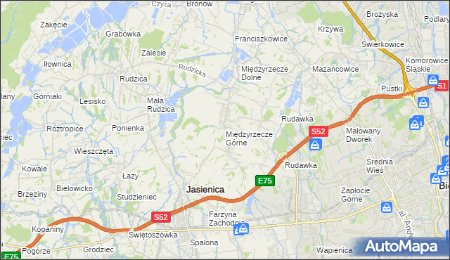 mapa Międzyrzecze Górne, Międzyrzecze Górne na mapie Targeo