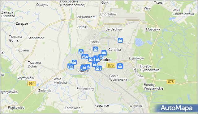 mapa Mielca, Mielec na mapie Targeo