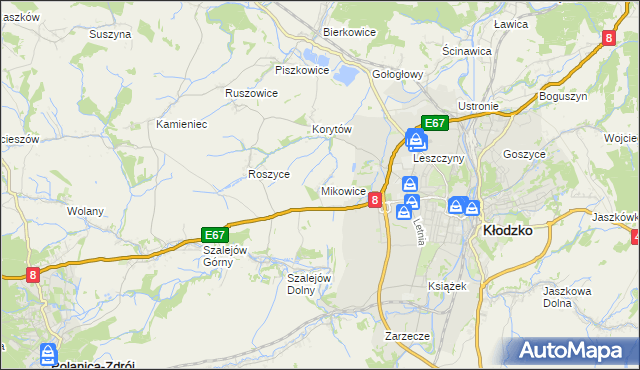 mapa Mikowice gmina Kłodzko, Mikowice gmina Kłodzko na mapie Targeo