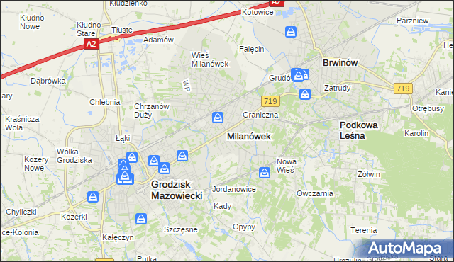 mapa Milanówek, Milanówek na mapie Targeo