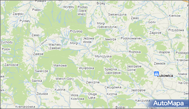 mapa Młyńczyska, Młyńczyska na mapie Targeo