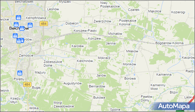 mapa Mokracz, Mokracz na mapie Targeo