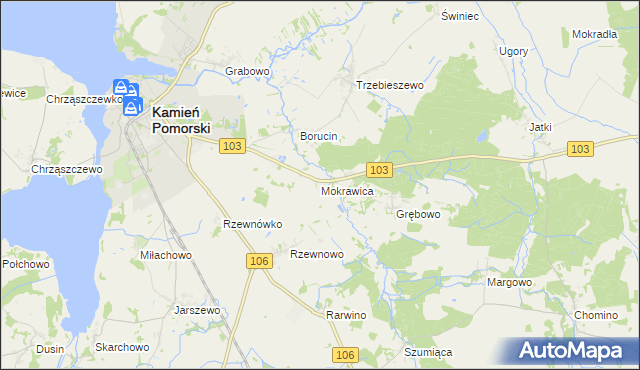 mapa Mokrawica, Mokrawica na mapie Targeo