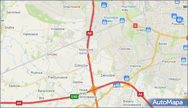 mapa Mokronos Dolny, Mokronos Dolny na mapie Targeo