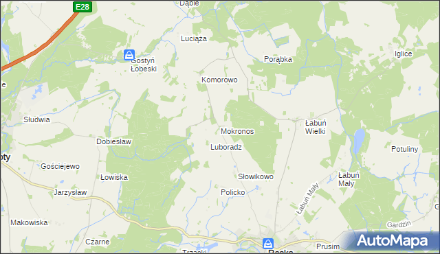 mapa Mokronos gmina Resko, Mokronos gmina Resko na mapie Targeo