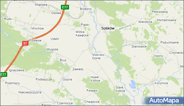 mapa Mokrsko Dolne, Mokrsko Dolne na mapie Targeo