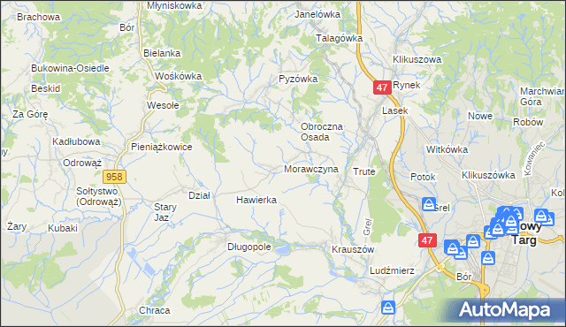 mapa Morawczyna, Morawczyna na mapie Targeo