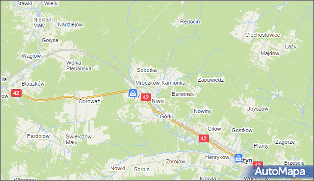 mapa Mroczków, Mroczków na mapie Targeo