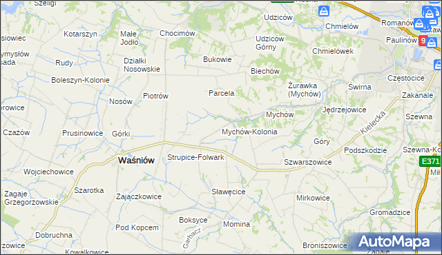 mapa Mychów-Kolonia, Mychów-Kolonia na mapie Targeo