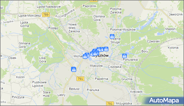 mapa Myszków, Myszków na mapie Targeo