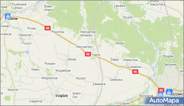 mapa Nakło gmina Lelów, Nakło gmina Lelów na mapie Targeo