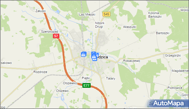 mapa Nidzica, Nidzica na mapie Targeo