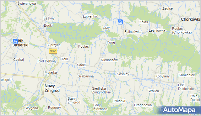 mapa Nienaszów, Nienaszów na mapie Targeo