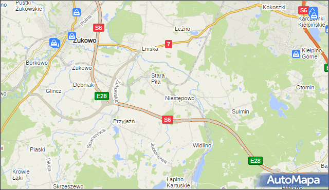 mapa Niestępowo, Niestępowo na mapie Targeo