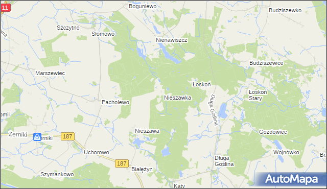 mapa Nieszawka, Nieszawka na mapie Targeo