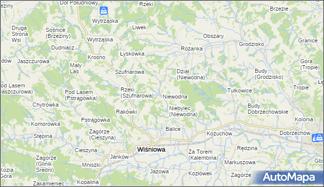 mapa Niewodna, Niewodna na mapie Targeo