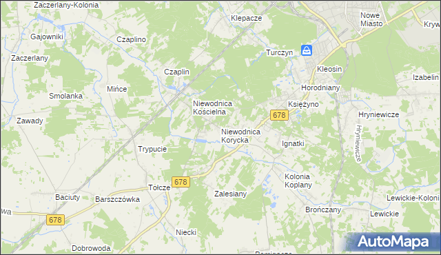 mapa Niewodnica Korycka, Niewodnica Korycka na mapie Targeo