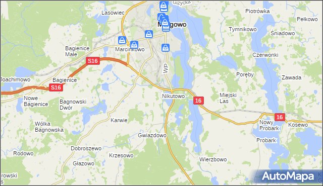 mapa Nikutowo, Nikutowo na mapie Targeo