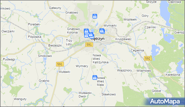 mapa Nowa Wieś Kętrzyńska, Nowa Wieś Kętrzyńska na mapie Targeo