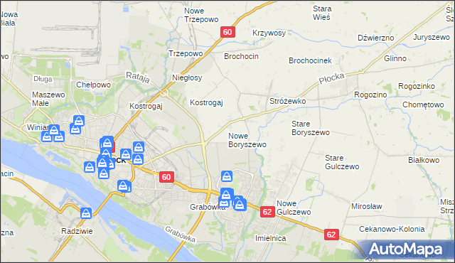 mapa Nowe Boryszewo, Nowe Boryszewo na mapie Targeo