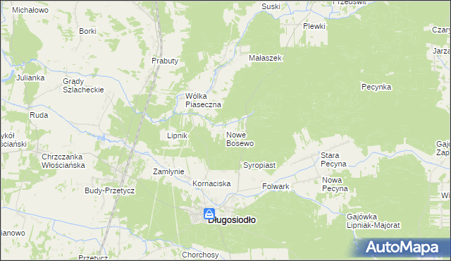 mapa Nowe Bosewo, Nowe Bosewo na mapie Targeo