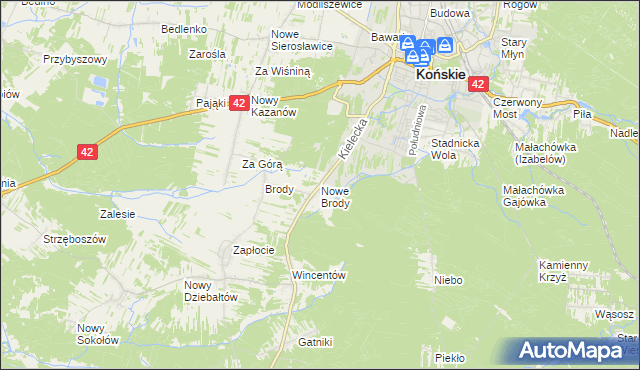 mapa Nowe Brody, Nowe Brody na mapie Targeo