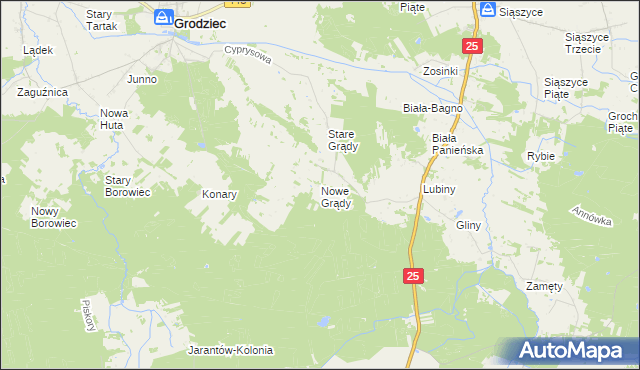 mapa Nowe Grądy, Nowe Grądy na mapie Targeo