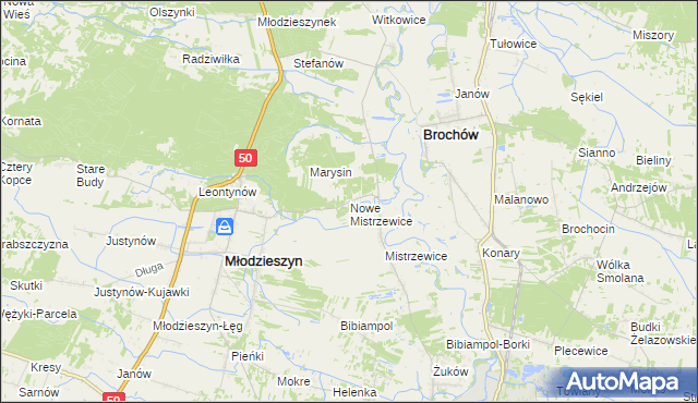 mapa Nowe Mistrzewice, Nowe Mistrzewice na mapie Targeo