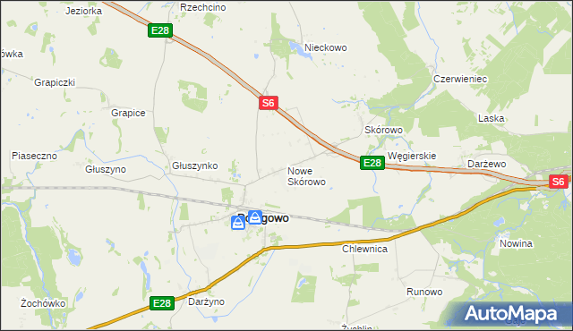 mapa Nowe Skórowo, Nowe Skórowo na mapie Targeo
