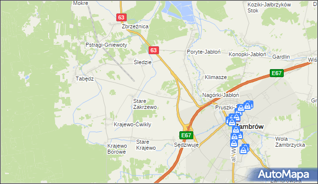 mapa Nowe Zakrzewo, Nowe Zakrzewo na mapie Targeo