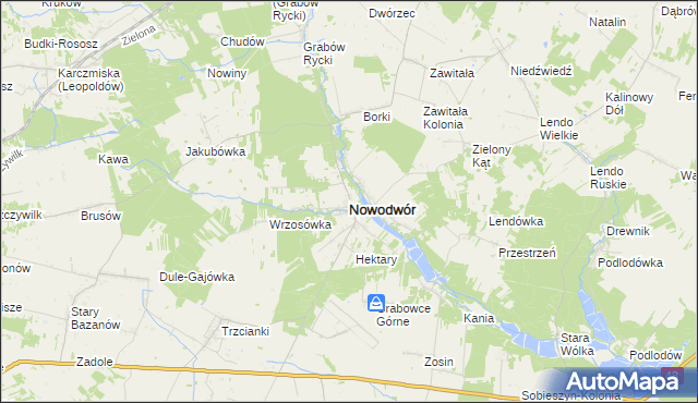 mapa Nowodwór powiat rycki, Nowodwór powiat rycki na mapie Targeo