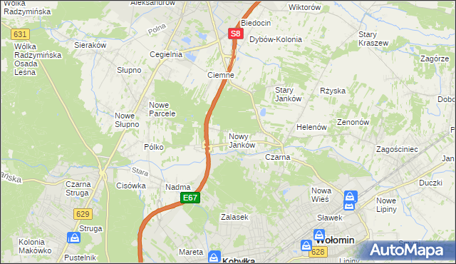 mapa Nowy Janków, Nowy Janków na mapie Targeo