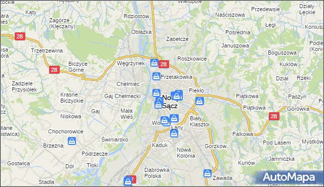 mapa Nowego Sącza, Nowy Sącz na mapie Targeo
