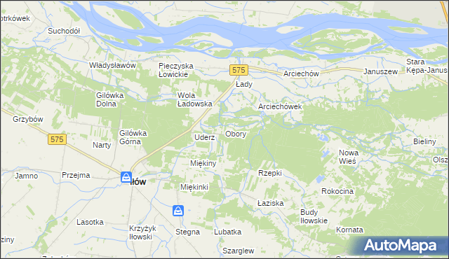 mapa Obory gmina Iłów, Obory gmina Iłów na mapie Targeo