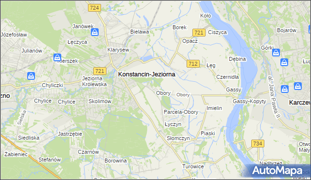 mapa Obory gmina Konstancin-Jeziorna, Obory gmina Konstancin-Jeziorna na mapie Targeo